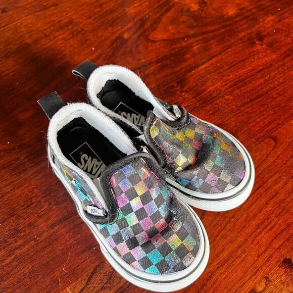 Vans‎ Toddler Slip-On Shoes Rainbow Checkerboard Size 6 - Picture 1 of 7